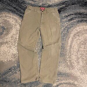 Distressed Coleman Carpenter Pants 34x32 Sherpa Lined Beige Y2K Gorpcore Workwea